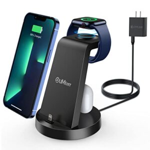 charging station for multiple devices,3 in 1 fast charging station dock for iphone series 14 pro max/13/12/11/x/8 plus,for airpods,dumterr desk wireless charger for apple watch 8/ultra/7/6/se/5/4/3/2