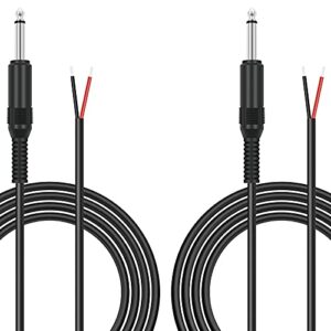 bolvek 2 pack 6ft speaker wire to 6.35mm 1/4 inch ts mono male plug adapter connector to bare wire open end audio cable for microphone speakers