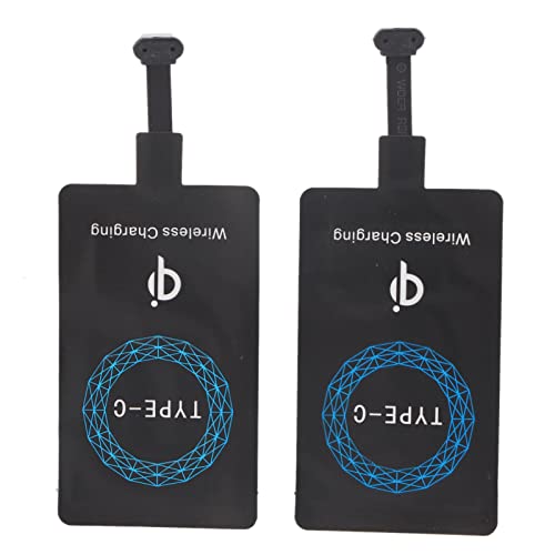 Wireless Charger Receiver, 2pcs Universal Type C Qi Wireless Charging Receiver Self Adhesive Sticker Wireless Charging Adapter for All Type C Cellphones