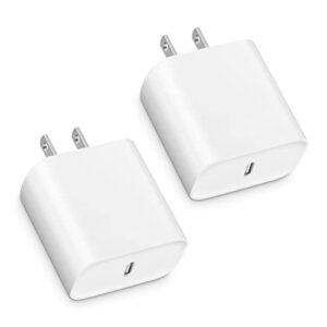 【2 pack】 20w usb c wall charger for iphone charger block with pd 3.0 usb c adapter fast charging for iphone 14/14 pro/14 plus/14 pro max/13/12/11/se/xr/8, ipad pro/mini, galaxy, pixel 4/3 and more