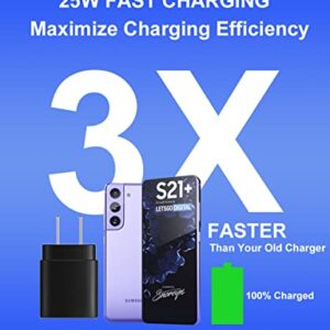 Samsung Super Fast Charger Type C Kit,25W PD&PPS Type C Charger Fast Charging Block/Car Adapter for Samsung Galaxy S22/S21/S20/Plus/Ultra/Note 20/Z Fold 3, iPad Pro/Air, with 2X Type C to C Cord(5ft)