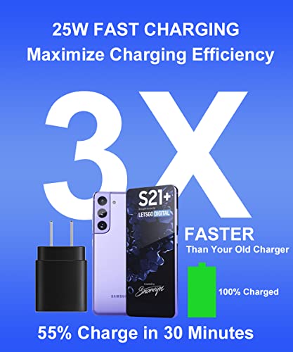 Samsung Super Fast Charger Type C Kit,25W PD&PPS Type C Charger Fast Charging Block/Car Adapter for Samsung Galaxy S22/S21/S20/Plus/Ultra/Note 20/Z Fold 3, iPad Pro/Air, with 2X Type C to C Cord(5ft)