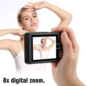 wendeekun Digital Camera 8X Zoom, 18MP Pocket Compact Digital Camera with 2.7in LCD Display, CMOS Sensor, Built-in Microphone, Support Maximum 32GB Memory Card(Black)