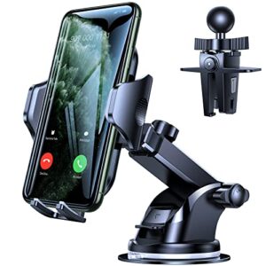 vicseed phone mount for car [66 lbs powerful suction][thick cases & big phones friendly] universal car phone holder mount dashboard windshield air vent cell phone holder car for iphone 14/13/12
