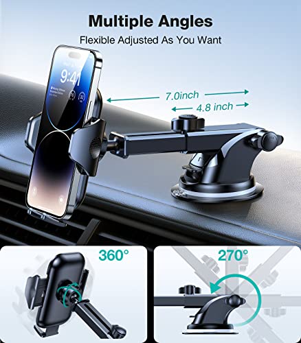 VICSEED Phone Mount for Car [66 LBS Powerful Suction][Thick Cases & Big Phones Friendly] Universal Car Phone Holder Mount Dashboard Windshield Air Vent Cell Phone Holder Car for iPhone 14/13/12