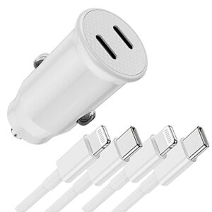 iphone fast car charger with cable, dual port usb c power delivery car charging adapter plug with 2pack 6ft type c to lightning cable cord for iphone 14 pro max/13 pro/12 pro/12 mini/11/ipad