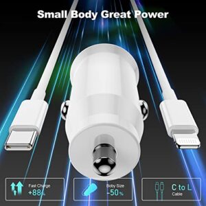 iPhone Fast Car Charger with Cable, Dual Port USB C Power Delivery Car Charging Adapter Plug with 2Pack 6ft Type C to Lightning Cable Cord for iPhone 14 Pro Max/13 Pro/12 Pro/12 Mini/11/iPad