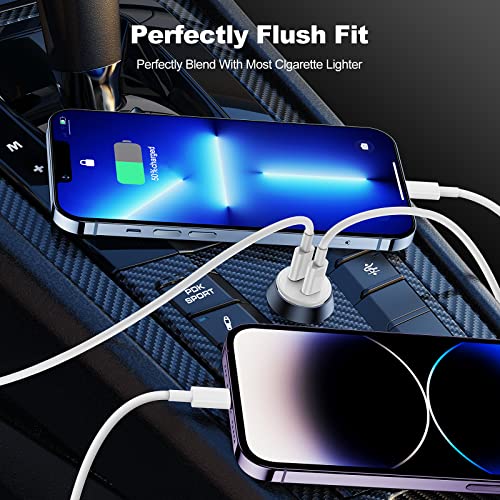 iPhone Fast Car Charger with Cable, Dual Port USB C Power Delivery Car Charging Adapter Plug with 2Pack 6ft Type C to Lightning Cable Cord for iPhone 14 Pro Max/13 Pro/12 Pro/12 Mini/11/iPad