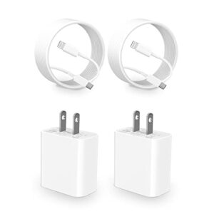 [apple mfi certified] iphone charger 2 pack 20w pd usb c wall charger iphone charger cord type c fast wall plug with 6ft usb c to lightning cable for 14 13 12 11 pro xr xs max x 8 plus ipad airpods