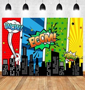 superhero super city photography backdrop skyline buildings kids boys happy birthday party banner supplies baby shower background photo studio props 5x3ft vinyl