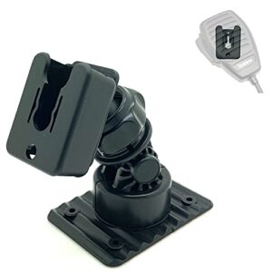 lycogear multi angle adhesive dashboard and console holder mount for all ham cb radio microphone mic hanger with adhesive back, pre drill holes & single t tab connection, mt-d9+klp-x2