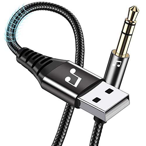 BOIOT 10 FT USB to 3.5mm TRS Audio Jack Adapter，USB Male to 3.5mm Male AUX Stereo Audio Cord，Compatibility with Laptop, Speaker, Windows，Not Applicable to Charging and MP3, Car, TV USB Ports (10FT)