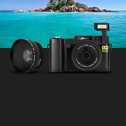 Usbinx Life Amkov-R2 Digital Camera Vlogging Camera with YouTube 30MP Full HD 2.7K Vlog 24MP Camera with Flip Screen 180° Rotation for Professional Photographer Photograph Enthusiast