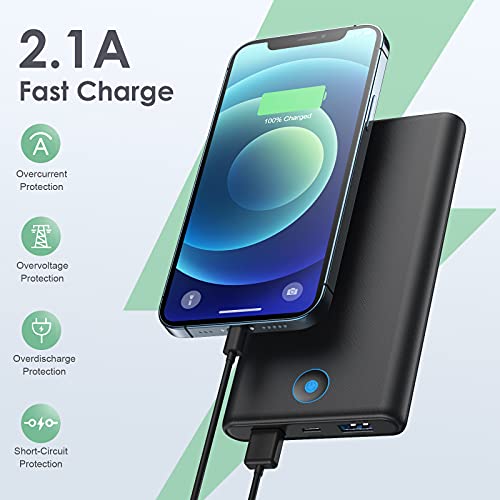 FOCHEW Portable Charger, 2-Pack 20000mAh Power Bank Ultra Slim Fast Charging External Battery Pack with Dual USB Outputs Compatible with iPhone 13/12 Pro/12/11/XR/X, Samsung S20, Tablet etc.