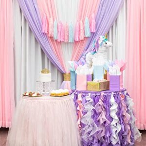 Party Backdrop Background Pink Chiffon Fabric Curtains 10ft x 10ft for Wedding Photo Backdrop Baby Shower Decoration