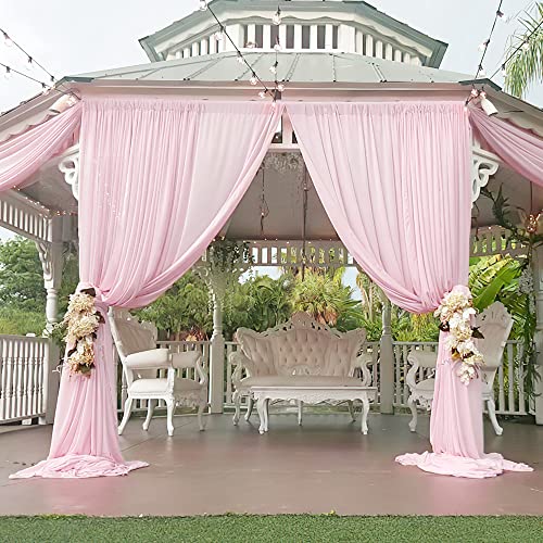 Party Backdrop Background Pink Chiffon Fabric Curtains 10ft x 10ft for Wedding Photo Backdrop Baby Shower Decoration