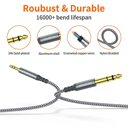 2-Pack 3.5mm to 6.35mm Stereo Audio Cable,(6.6FT) 1/4" Male to 1/8" Male TRS Bidirectional Cord Jack for Speaker and Amplifiers Guitar, iPod, Laptop, Home Theater Devices