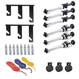 photography backdrop wall mount 3 roller support system, manual photo background ceiling holder, including 2 tri-fold hooks, 6 expand bars, 3 chains, for home studio live stream game video