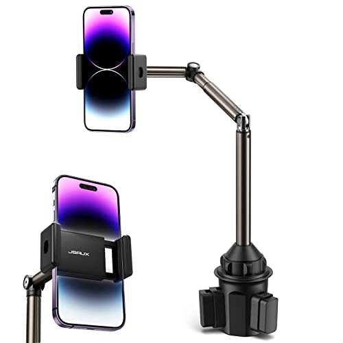 JSAUX Cup Phone Holder for Car Truck with Long Arm, Multi-Adjustable Ultra Stable Cup Holder Phone Mount Cellphone Cradle Compatible with iPhone, Samsung Galaxy, Google Pixel and Other Smart Phones