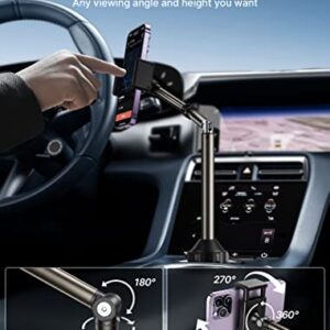 JSAUX Cup Phone Holder for Car Truck with Long Arm, Multi-Adjustable Ultra Stable Cup Holder Phone Mount Cellphone Cradle Compatible with iPhone, Samsung Galaxy, Google Pixel and Other Smart Phones