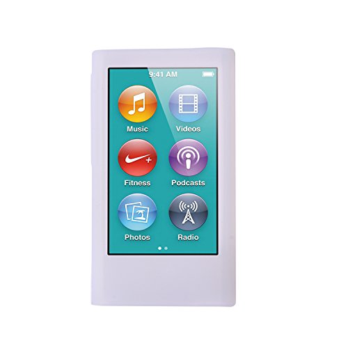 ColorYourLife iPod Nano Silicone Cases Skins Covers for New iPod Nano 8th Generation 7th Generation with Cleaning Wipe (Pearl White)