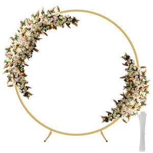 fogein 6.6ft round backdrop stand, stable circle balloon arch frame, metal circle arch stand for wedding birthday party baby shower decoration(gold)