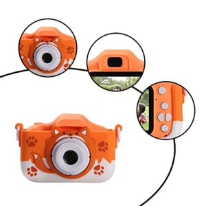 Kids Dual Camera for 3-12 Year Boys/Girls, Kids 40 megapixel Digital Camera for Toddler with HD Video, Chritmas Birthday Festival Gift for Kids, Children's Cartoon Selfie Camera 32GB TF Card (Orange)