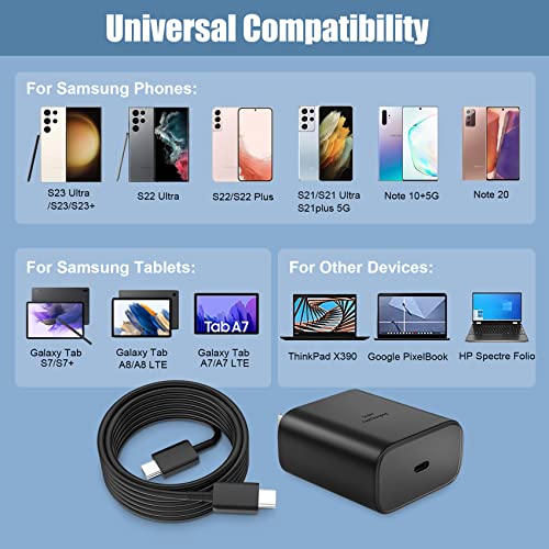 45W Samsung USB-C Super Fast Charger Type C Wall Charger Block with 10FT Android Phone Charger Cable for Samsung Galaxy S23 Ultra/S23/S23+/S22/S22 Ultra/S22+/Note 20/S20/S21, Galaxy Tab S7+/S8+, 2Pack