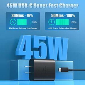 45W Samsung USB-C Super Fast Charger Type C Wall Charger Block with 10FT Android Phone Charger Cable for Samsung Galaxy S23 Ultra/S23/S23+/S22/S22 Ultra/S22+/Note 20/S20/S21, Galaxy Tab S7+/S8+, 2Pack