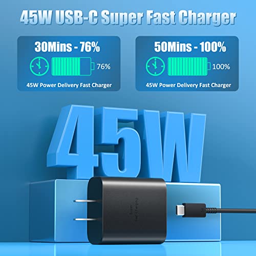 45W Samsung USB-C Super Fast Charger Type C Wall Charger Block with 10FT Android Phone Charger Cable for Samsung Galaxy S23 Ultra/S23/S23+/S22/S22 Ultra/S22+/Note 20/S20/S21, Galaxy Tab S7+/S8+, 2Pack