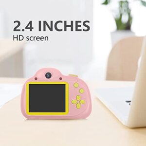 Kids Camera for Girls, 2.4 inch IPS Screen HD 1280P 16x Zoom Children Gift Digital Video Vlogging Cameras,Shake-proof And Fall Proof Game Sports Kids Selfie Camera with 32G SD Memory Card (Pink)