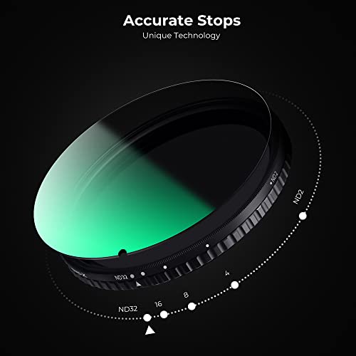 K&F Concept 58mm Variable ND Filter ND2-ND32 Camera Lens Filter (1-5 Stops) No X Cross HD Neutral Density Filter with 28 Multi-Layer Coatings Waterproof (Nano-X Series)