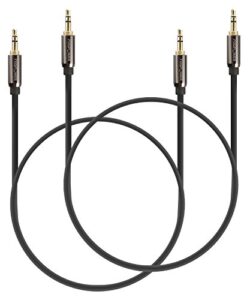 fospower audio cable 1ft (2 pack), stereo audio 3.5mm auxiliary short cord male to male aux cable for car, apple iphone, ipod, ipad, samsung galaxy, htc, lg, google pixel, tablet & more