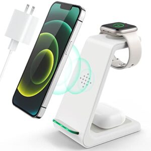 wireless charging station,3 in 1 fast charging station,wireless charger stand for iphone 14/13/12/11 pro max/x/xs max/8/8 plus, airpods 3/2/pro, iwatch series 8/7/6/5/se/4/3/2, and samsung phones