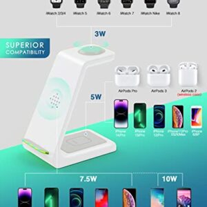 Wireless Charging Station,3 in 1 Fast Charging Station,Wireless Charger Stand for iPhone 14/13/12/11 Pro Max/X/Xs Max/8/8 Plus, AirPods 3/2/pro, iWatch Series 8/7/6/5/SE/4/3/2, and Samsung Phones