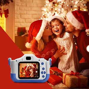 Kids Dual Camera for 3-12 Year Boys/Girls, Kids 40 megapixel Digital Camera for Toddler with HD Video, Chritmas Birthday Festival Gift for Kids, Children's Cartoon Selfie Camera 32GB TF Card (Blue)