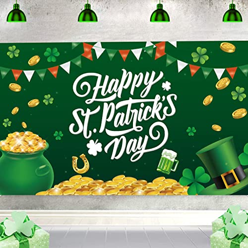 St. Patrick's Day Decorations Happy St Patricks Day Backdrops - 71x44 Inch St. Patricks' Day Banner for St. Patrick's Day Party Decor