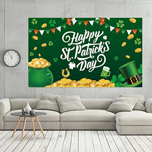 St. Patrick's Day Decorations Happy St Patricks Day Backdrops - 71x44 Inch St. Patricks' Day Banner for St. Patrick's Day Party Decor