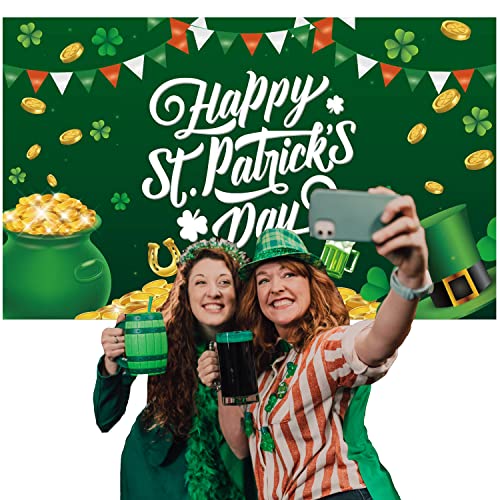 St. Patrick's Day Decorations Happy St Patricks Day Backdrops - 71x44 Inch St. Patricks' Day Banner for St. Patrick's Day Party Decor