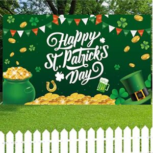 St. Patrick's Day Decorations Happy St Patricks Day Backdrops - 71x44 Inch St. Patricks' Day Banner for St. Patrick's Day Party Decor