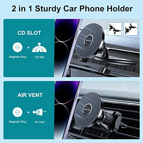 Ciencimy CD Slot Phone Mount Compatible with MagSafe CD Car Mount for iPhone 14 13 12 Pro Max/Mini/Plus All Phones [Anti-Slip & Anti-Shake] 2022 Upgrade Military-Grade CD Slot Phone Holder