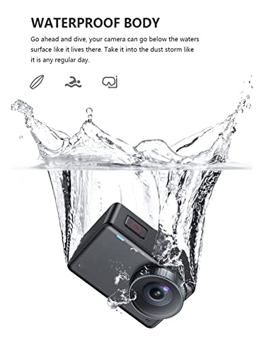 KOVOSCJ Sports Action Camera Black Waterproof Action Camera 4K Ultra HD Video 12MP Photos 1080p Live Streaming Sports Camera for Vlog Recording (Bundle : with 64GB Card, Color : Bundle 5)