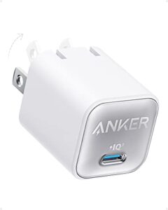 usb c gan charger 30w, anker 511 charger (nano 3), piq 3.0 foldable pps fast charger for iphone 14/14 pro/14 pro max/13 pro/13 pro max, galaxy, ipad (cable not included) – aurora white