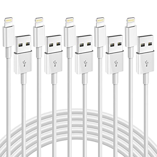 Lightning Cable, 5Pack (3/3/6/6/10FT) iPhone Charger Cable USB Lightning Cable Cord Apple Charger Fast Charging Cord Compatible with iPhone 14/13/12/11/Pro/Max/8/7/6/6S/5/5S/SE/Plus/iPad …