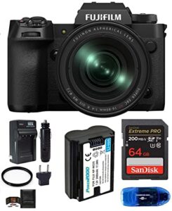 fujifilm x-h2 mirrorless camera with 16-80mm lens bundle, includes: sandisk 64gb sdxc extreme pro memory card, spare power2000 battery and more (7 items)