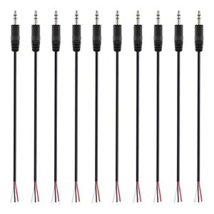 fancasee 10 pack replacement 3.5mm male plug to bare wire open end trs 3 pole stereo 1/8″ 3.5mm plug jack connector audio cable for headphone headset earphone cable repair
