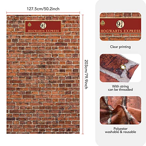 Brick Wall Backdrop Platform 9 and 3/4 King's Cross Station, Party Backdrop Door Curtains for Halloween Party, Christmas, Birthday Gifts, Outdoor and Indoor Photo Props Brick Wall Decoration, Yellow