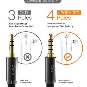 Zeskit Premium 3.5mm Jack Male to Female AUX Audio Extension Cable, TRRS 4 Poles for Headphones with Mic, Speakers - 6ft