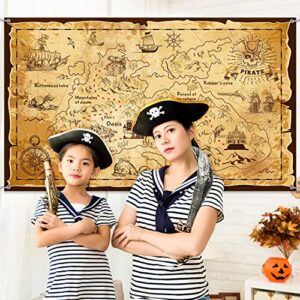 Pirate Treasure Map Backdrop Background Island Treasure Map Banner Nautical Wall Tapestry Hanging Decoration for Treasure Hunt Theme Party Birthday Party Photo Shooting Booth Props