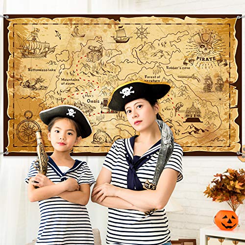 Pirate Treasure Map Backdrop Background Island Treasure Map Banner Nautical Wall Tapestry Hanging Decoration for Treasure Hunt Theme Party Birthday Party Photo Shooting Booth Props